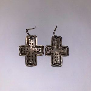 Silver Plated Vinage Western Cross Earrings